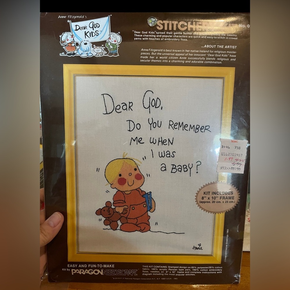 New old stock Dear God Kids paragon embroidery kit